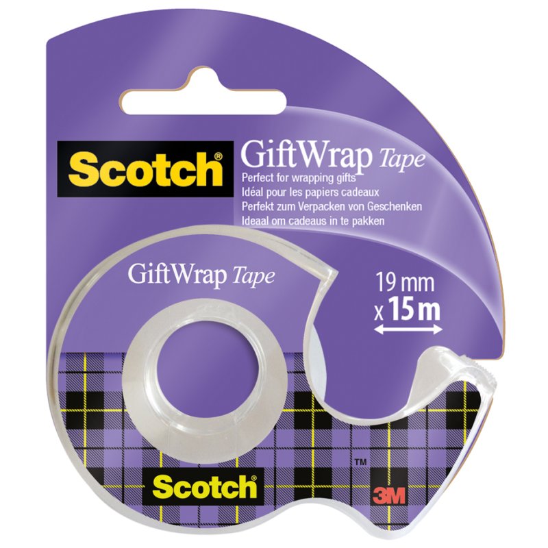Scotch ruban cadeau avec dérouleur manuel, 19 mm × 15 m, satiné